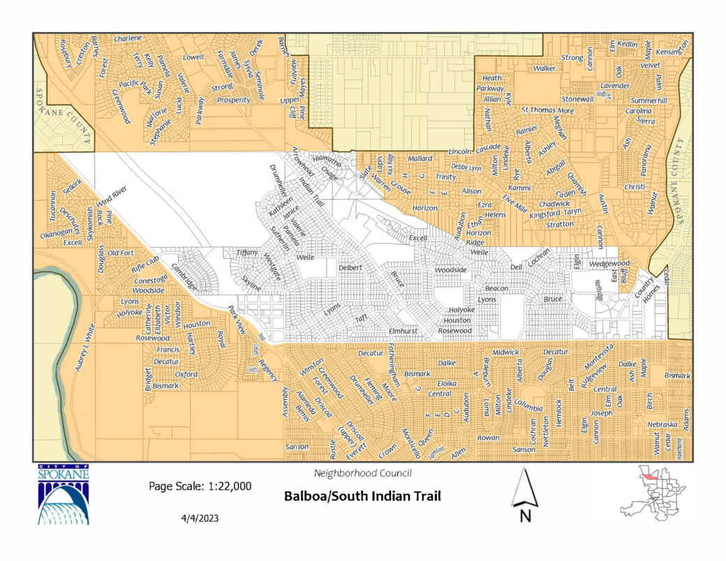 City map of Balboa/ South Indian Trail's neighborhood boundaries